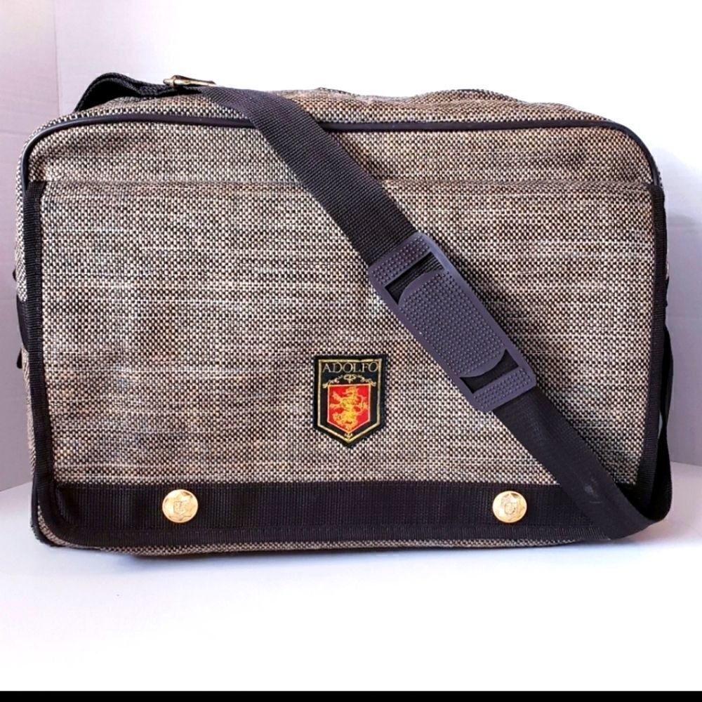 Vintage Adolfo Olive Green Large Carryall plus Laptop Case